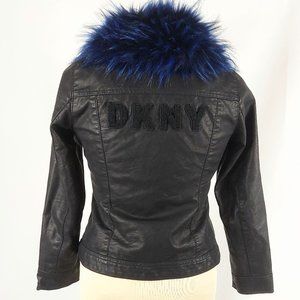 DKNY Faux Leather/Fur Kids Black Jacket (*Not a Women’s Jacket*)